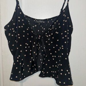Heart Print Tie Front Cami